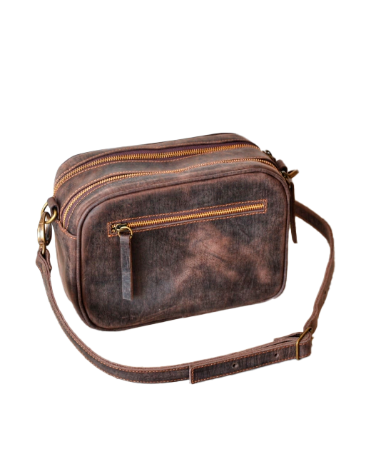 Regalo corporativo Bandolera Roterdam de cuero Vakapi en D&A confecciones. Indumentaria de trabajo