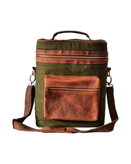 Regalo corporativo Matera de lona y cuero Vakapi en D&A confecciones. Indumentaria de trabajo