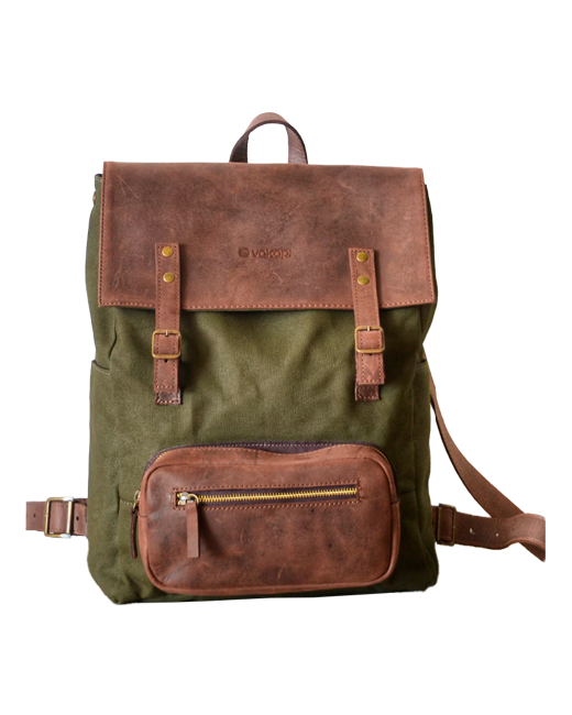 Regalo corporativo Mochila Montecarlo de lona y cuero en D&A confecciones. Indumentaria de trabajo