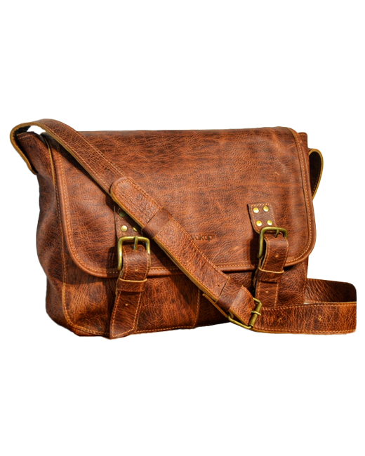 Regalo corporativo Morral clásico de cuero en D&A confecciones. Indumentaria de trabajo